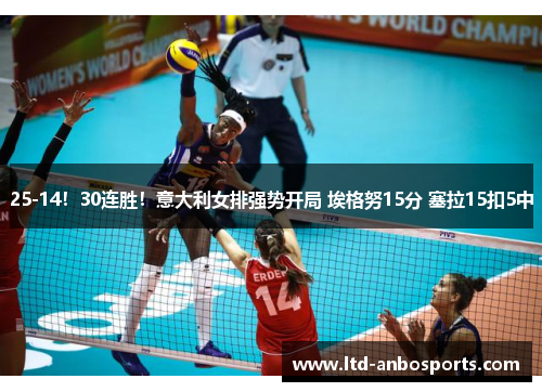 25-14！30连胜！意大利女排强势开局 埃格努15分 塞拉15扣5中